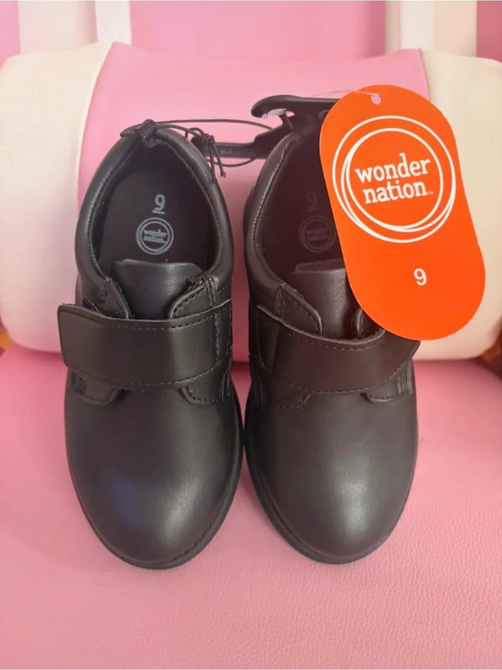 wonder nation Black Kids Hook-and-Loop Dress Shoes